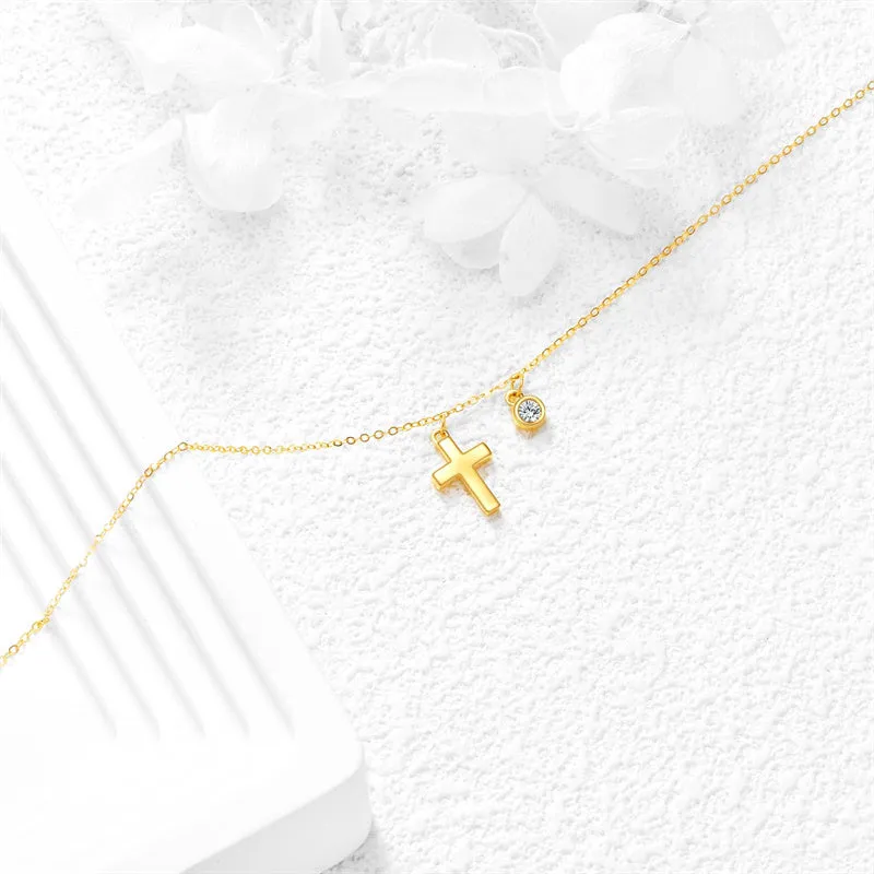 14k Gold Cross Ankle Bracelets Yellow Gold Religious Cross Anklets Fine Gold Adjustable Link Chain Anklet Jewellery Gifts for Wo