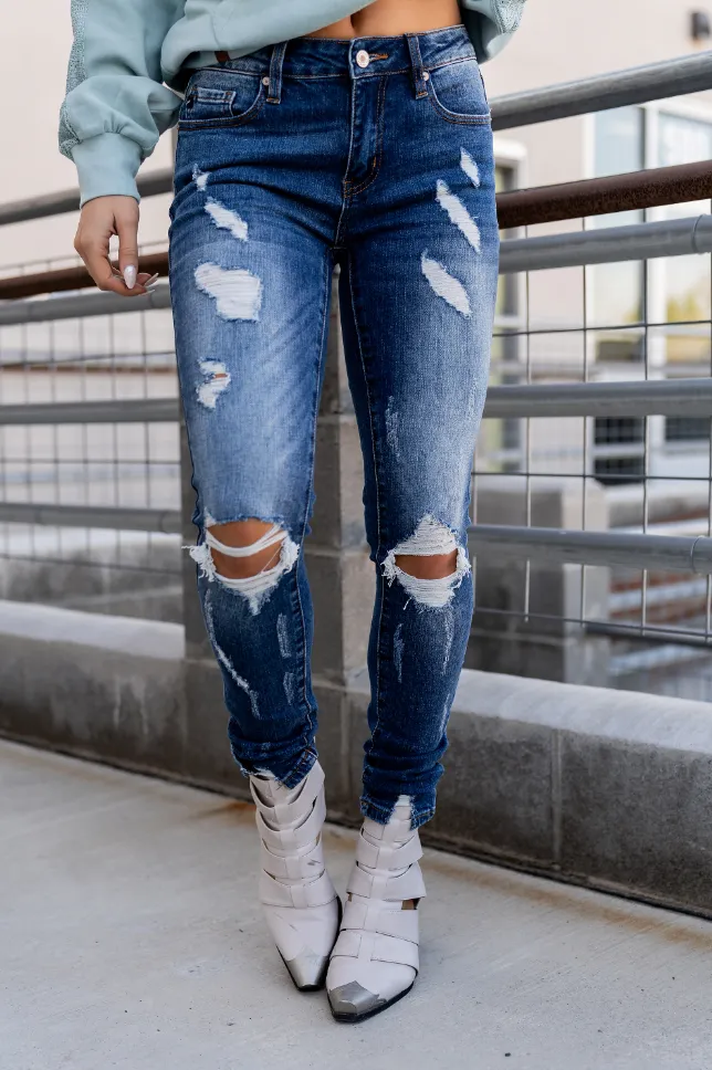 Ampersand Avenue 305 Denim - Distressed Fray Hem Jeans