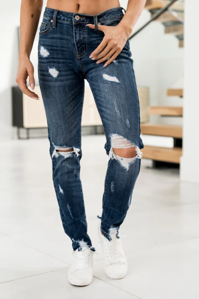 Ampersand Avenue 305 Denim - Distressed Fray Hem Jeans