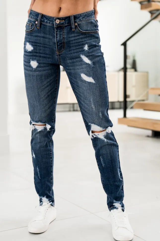 Ampersand Avenue 305 Denim - Distressed Fray Hem Jeans