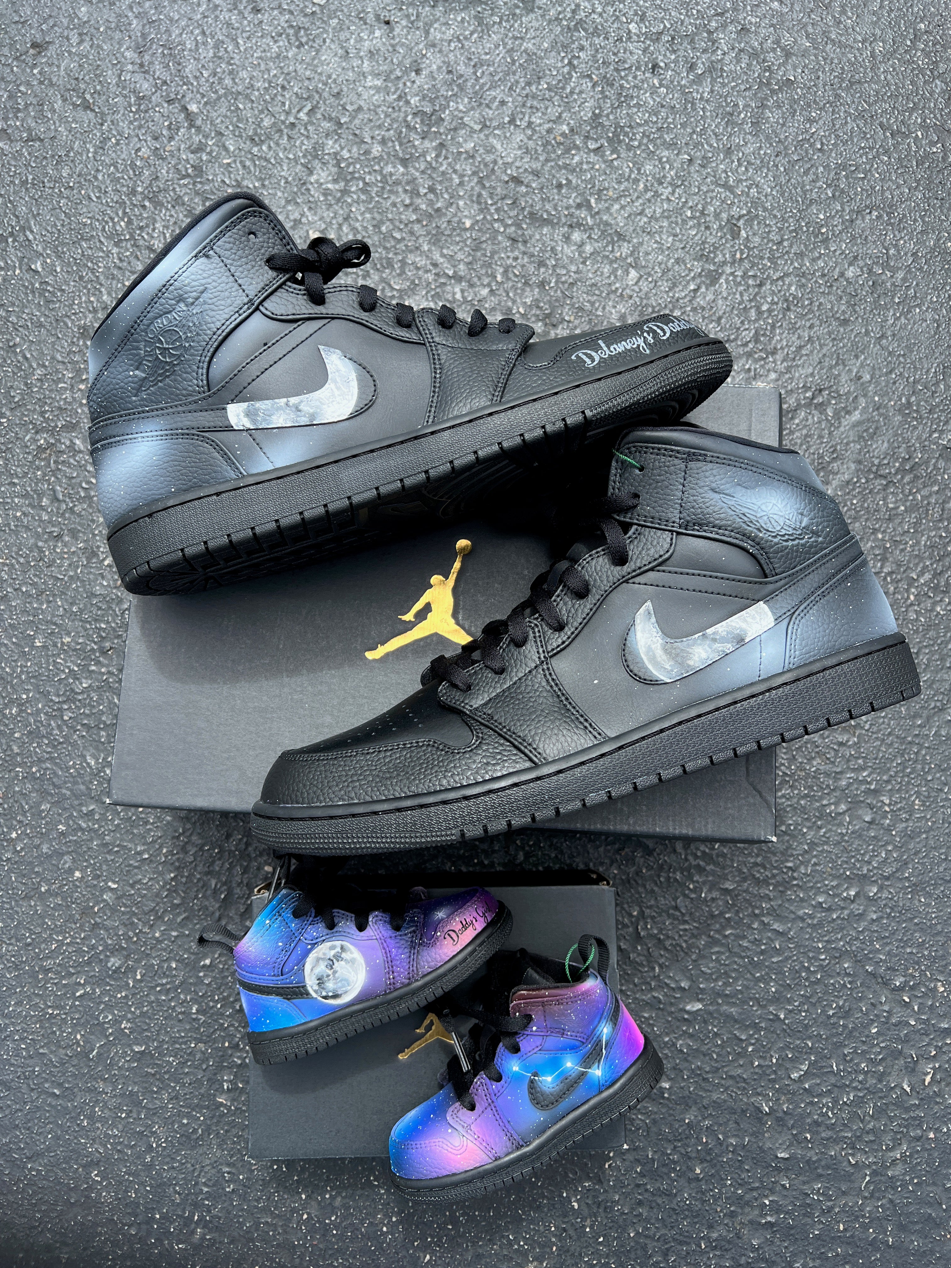 Black Jordan Mid - 2 Pairs ( 14M + 2Y ) - Custom Order - Invoice 2 of 2