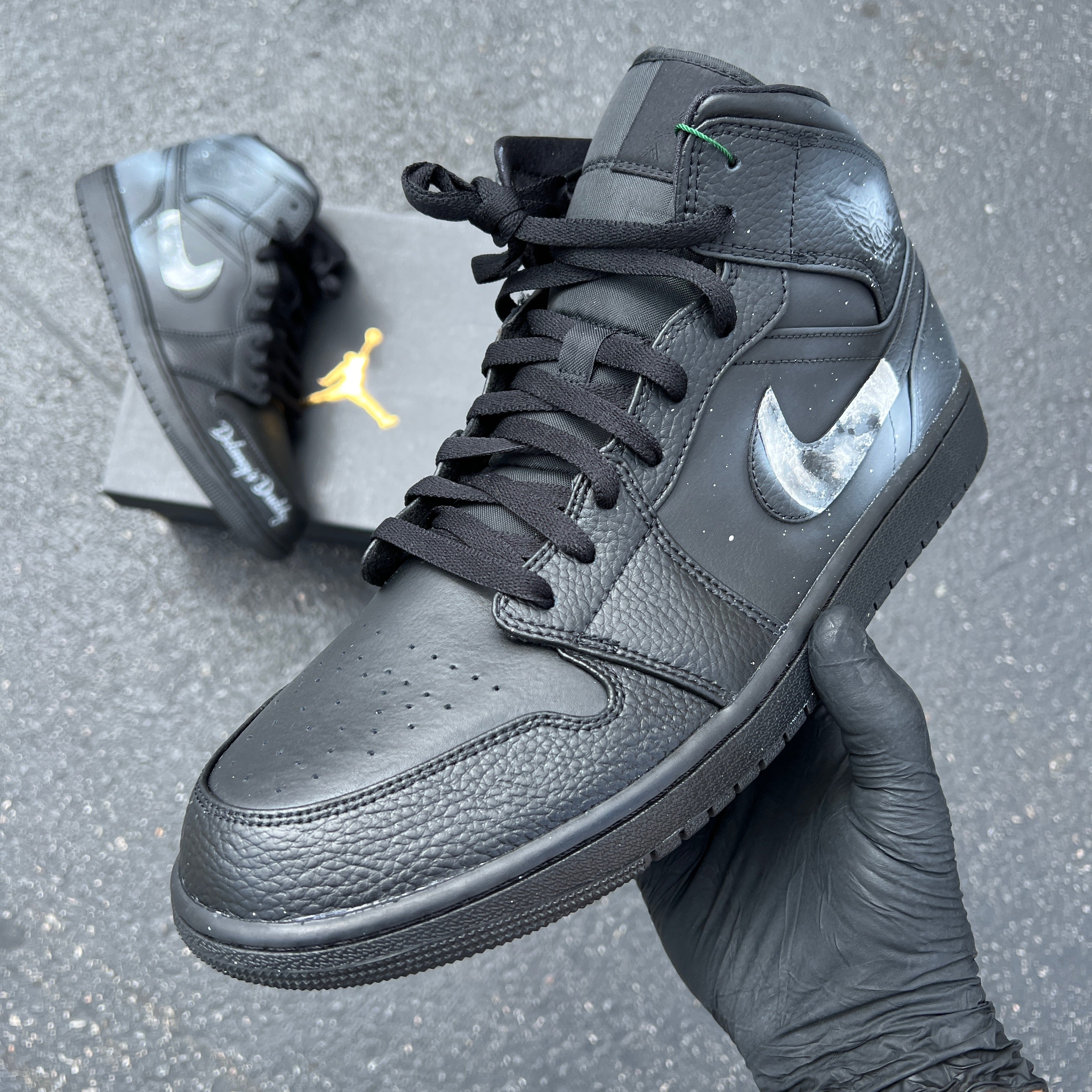 Black Jordan Mid - 2 Pairs ( 14M + 2Y ) - Custom Order - Invoice 2 of 2