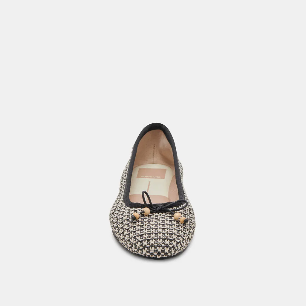 CACY BALLET FLATS WHITE BLACK RAFFIA– Dolce Vita 6971242119234