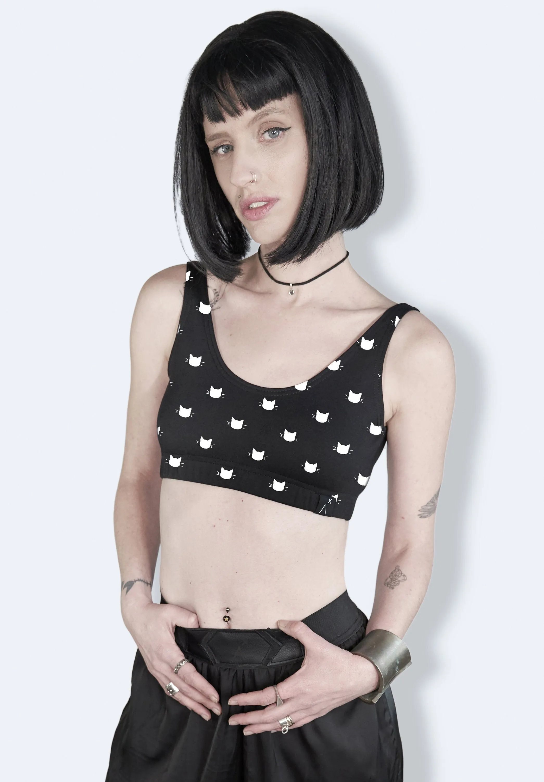 cat silhouette  crop top bra