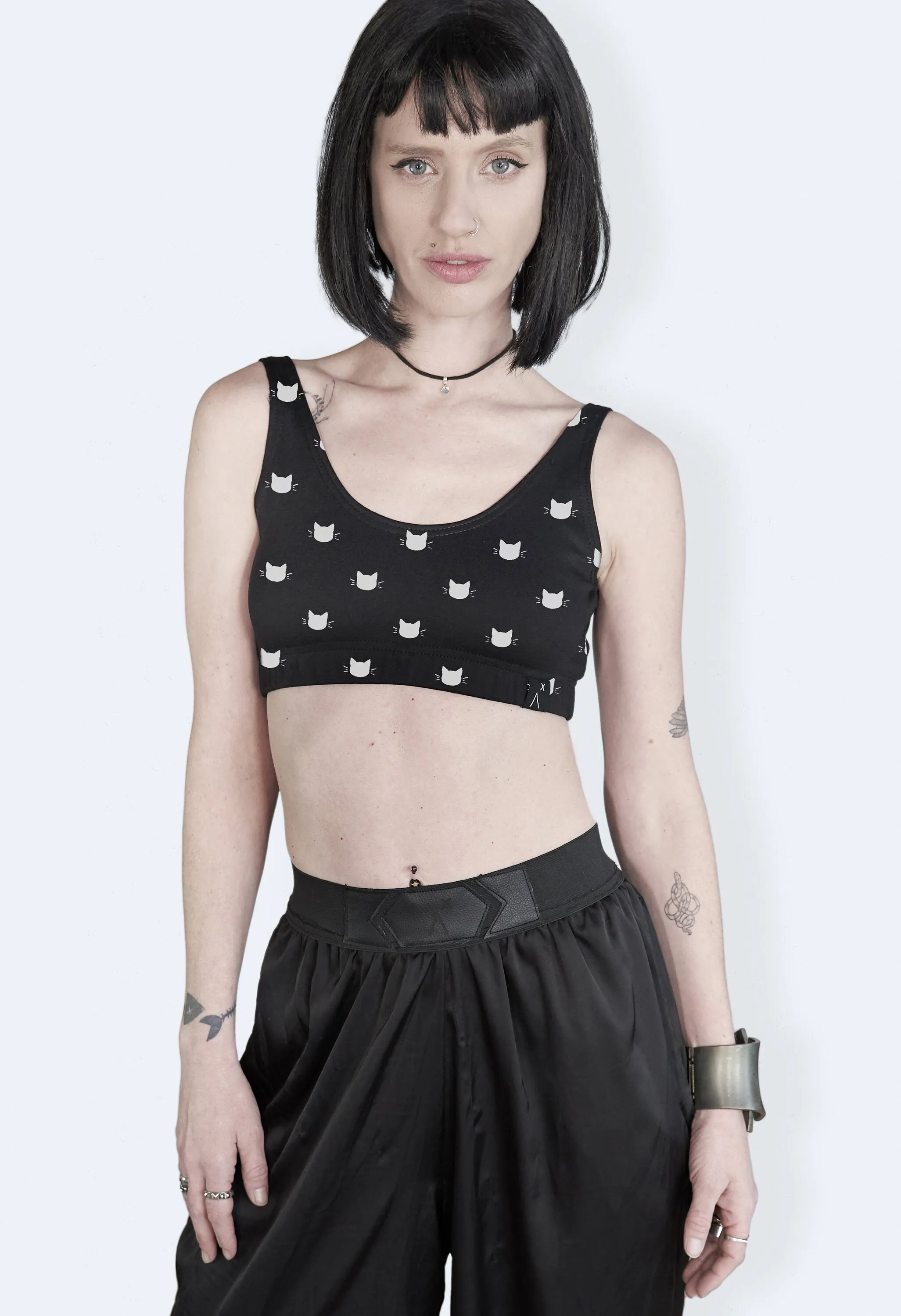 cat silhouette  crop top bra