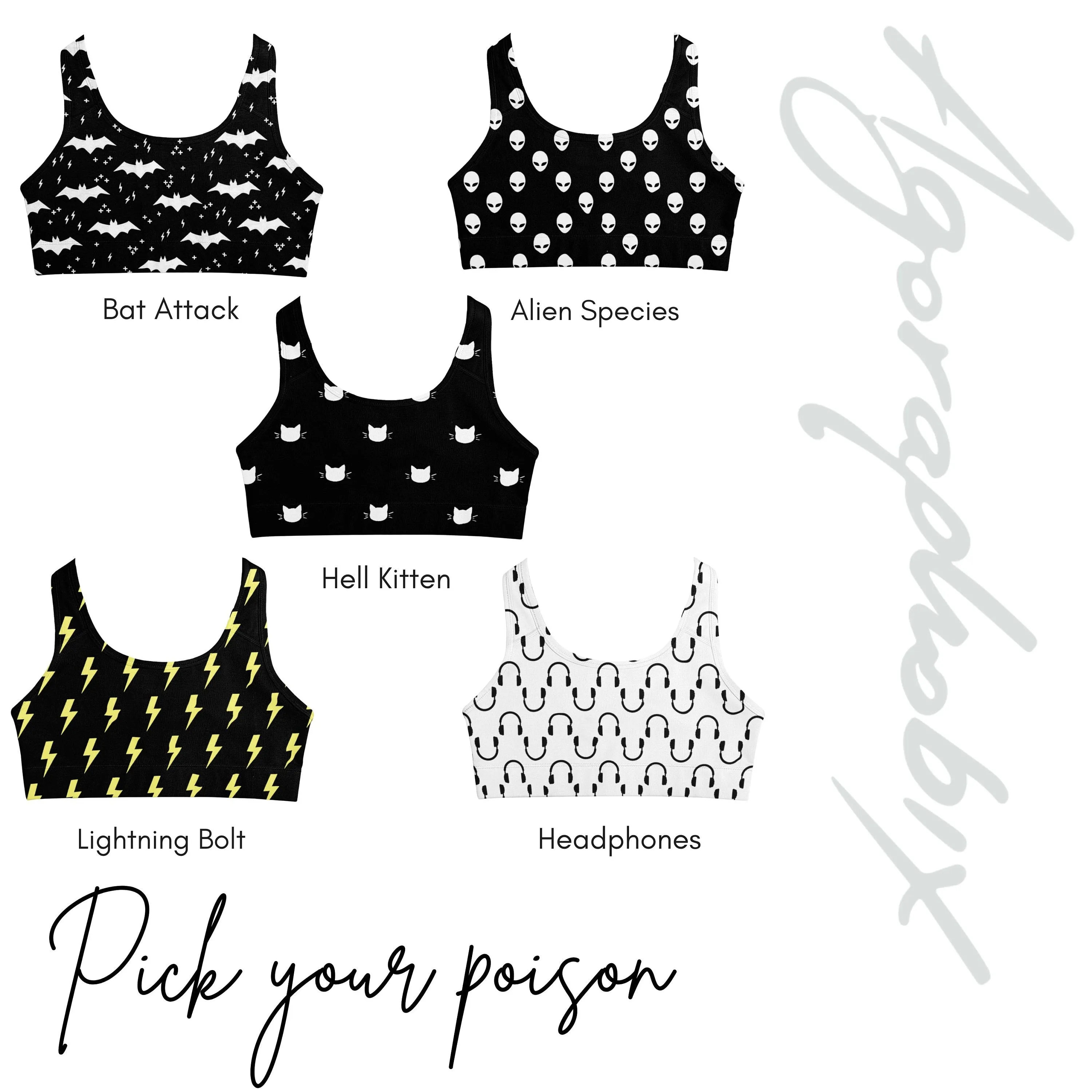 cat silhouette  crop top bra