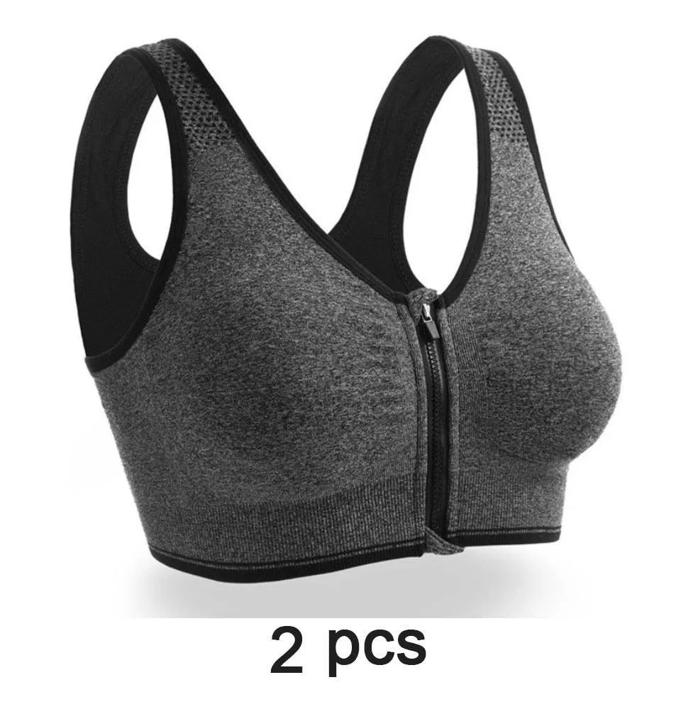 Cloud Hide Sports Bra Front Zipper Push Up Yoga Crop Top