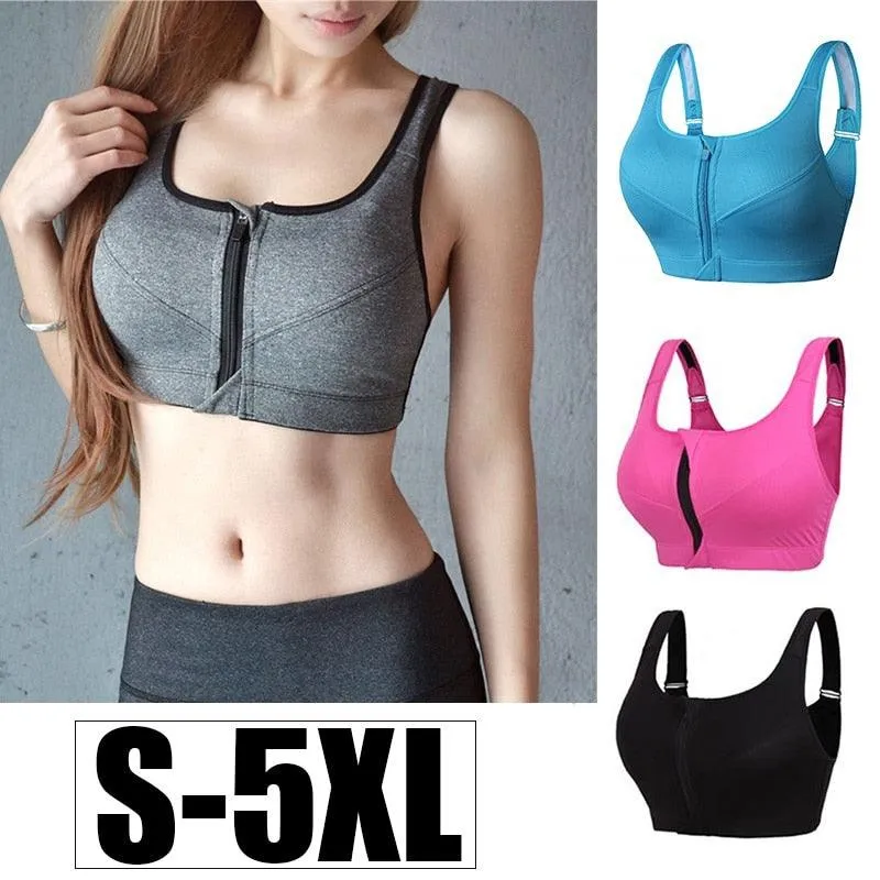 Cloud Hide Sports Bra Front Zipper Push Up Yoga Crop Top