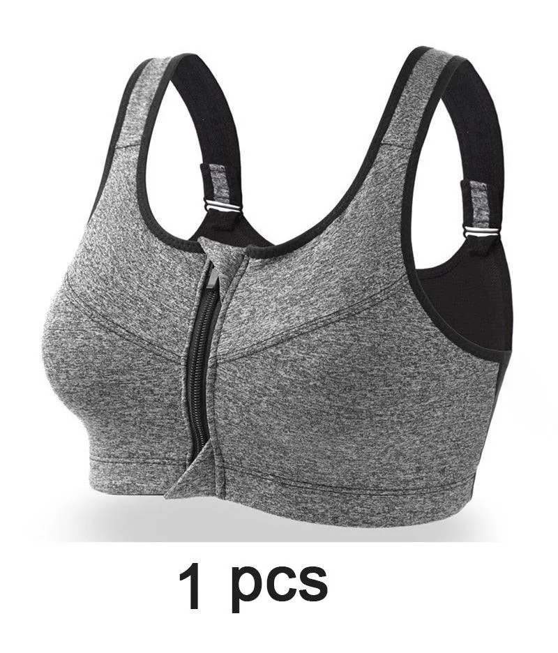 Cloud Hide Sports Bra Front Zipper Push Up Yoga Crop Top