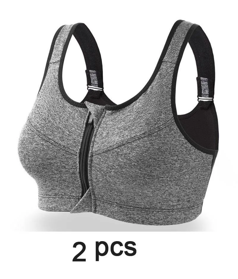 Cloud Hide Sports Bra Front Zipper Push Up Yoga Crop Top