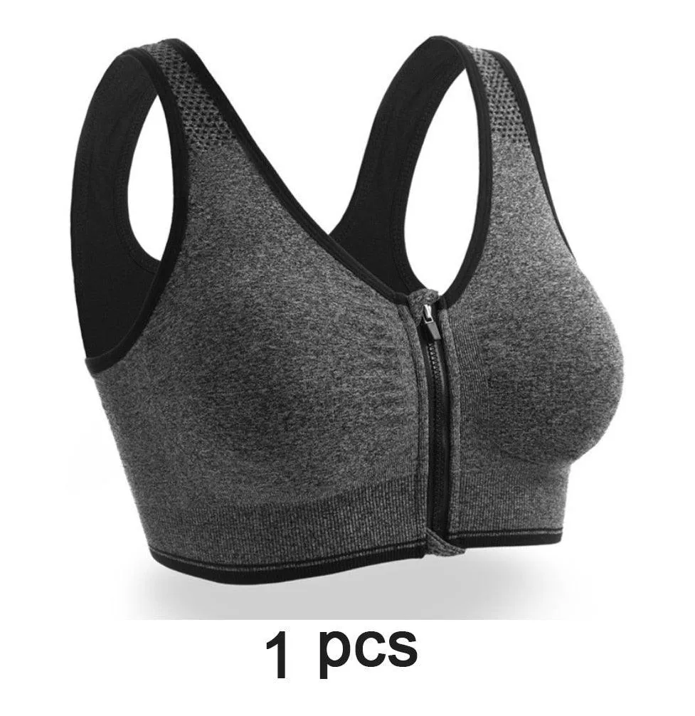 Cloud Hide Sports Bra Front Zipper Push Up Yoga Crop Top