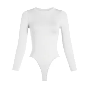 Essential Crew Neck Long Sleeve Bodysuit White