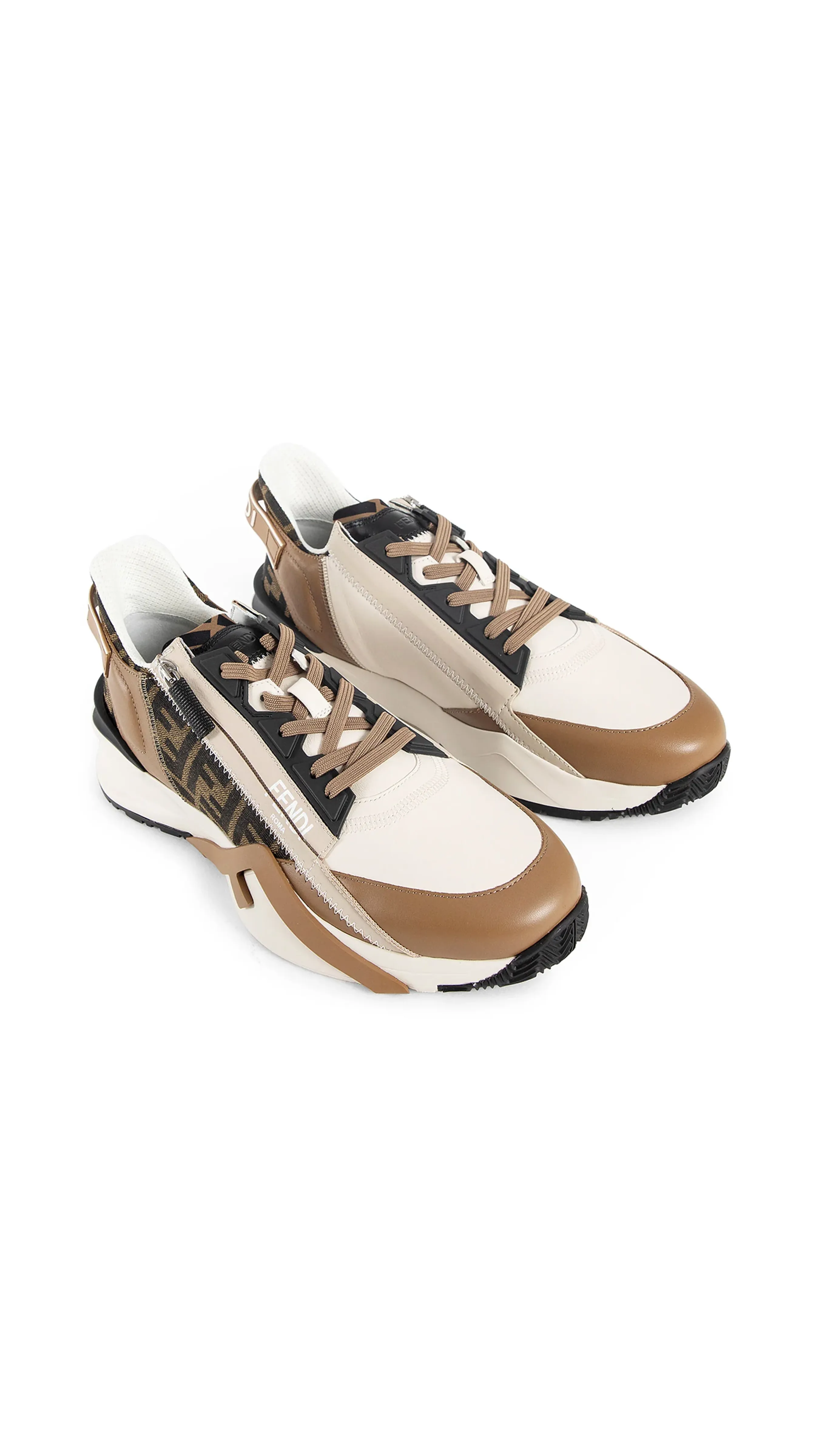 FF Fendi Flow Sneakers - Brown/White