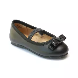 FINAL SALE - L'Amour Girls Black Leather Double Bow Ballet Flats