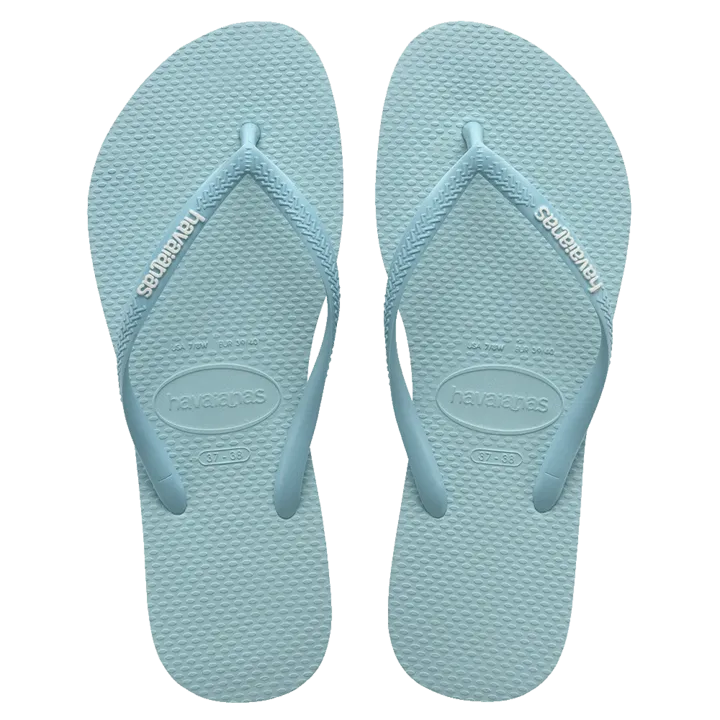 Havaiana Slim Rubber Logo Sky Blue Water Thongs