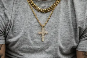 Iced Out 18K Gold Plated Clustered Cross Pendant | Golden Gilt