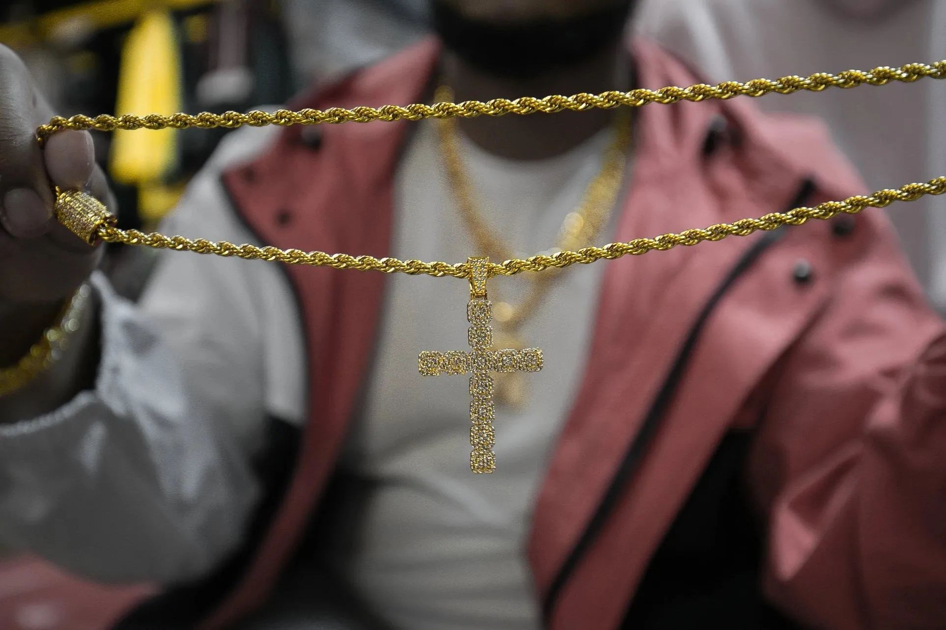 Iced Out 18K Gold Plated Clustered Cross Pendant | Golden Gilt