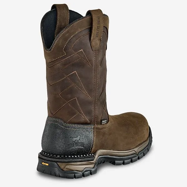 Irish Setter Mens Two Harbors Comp. Toe Waterproof Western 11” Pull On(83966)- Full Grain Brown