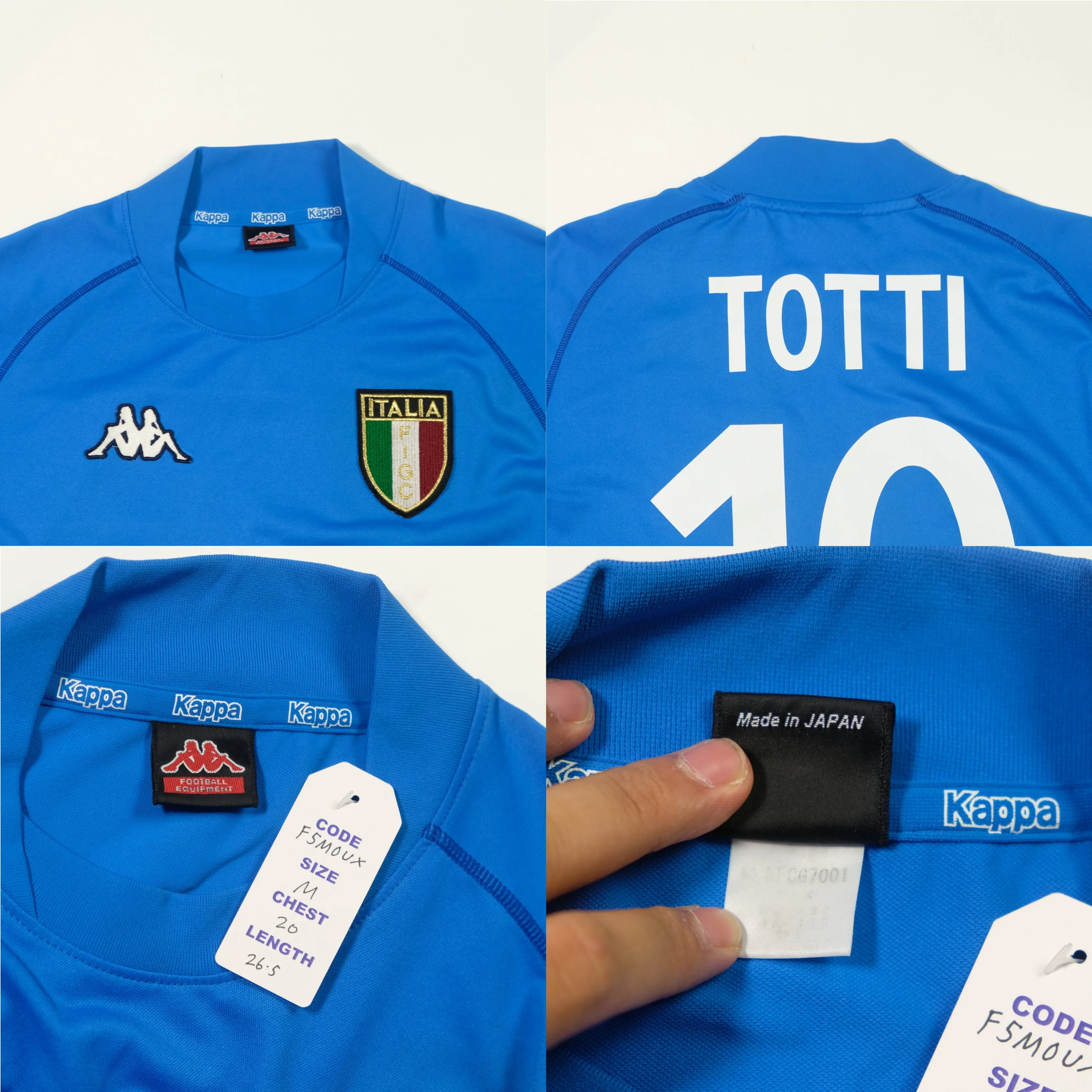 Italy 2000/2001 Totti Kappa Original Home Football Shirt Medium