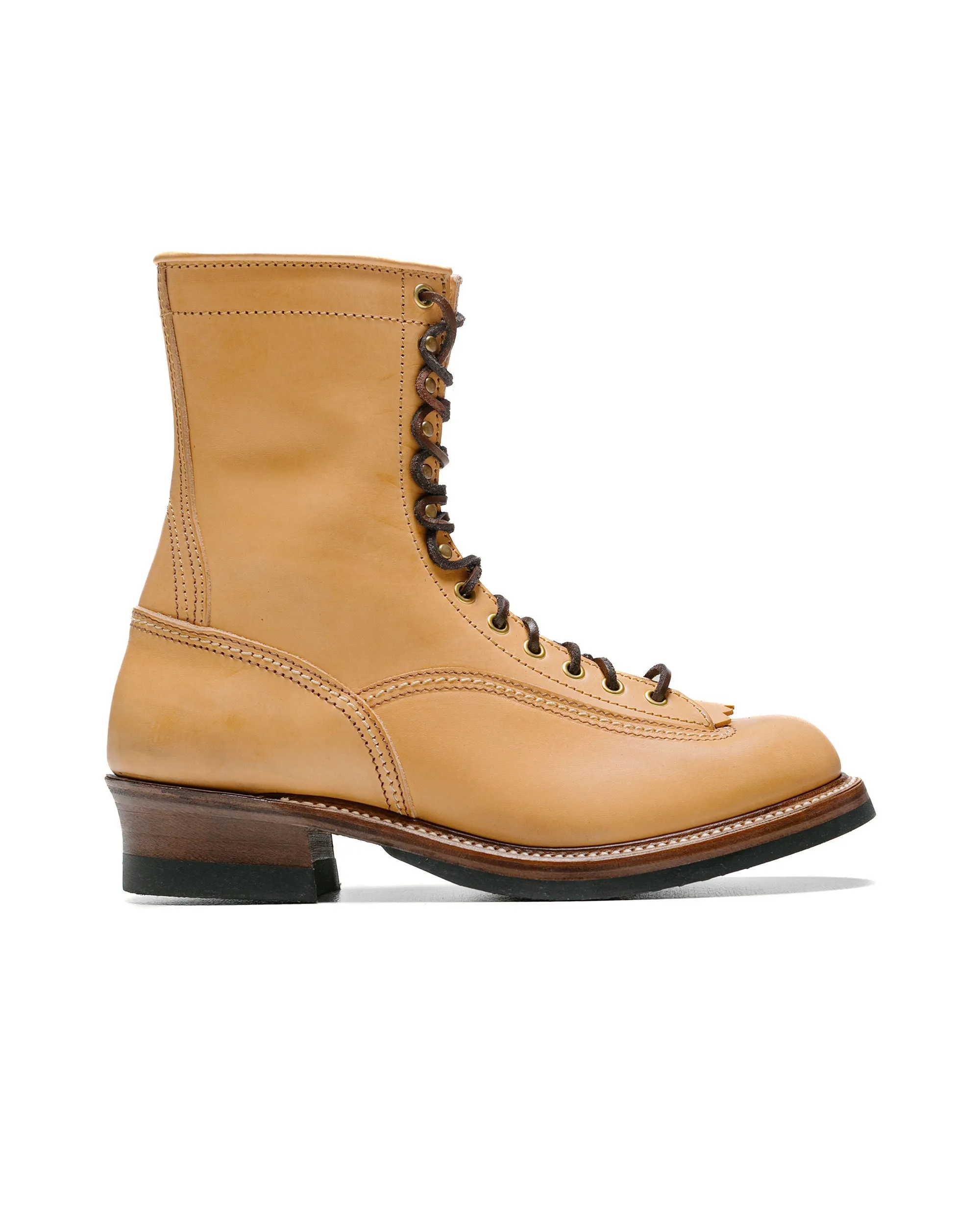 John Lofgren Bootmaker Donkey Puncher Boots 8 Badalassi Carlo Vegetable Tanned Leather Bone