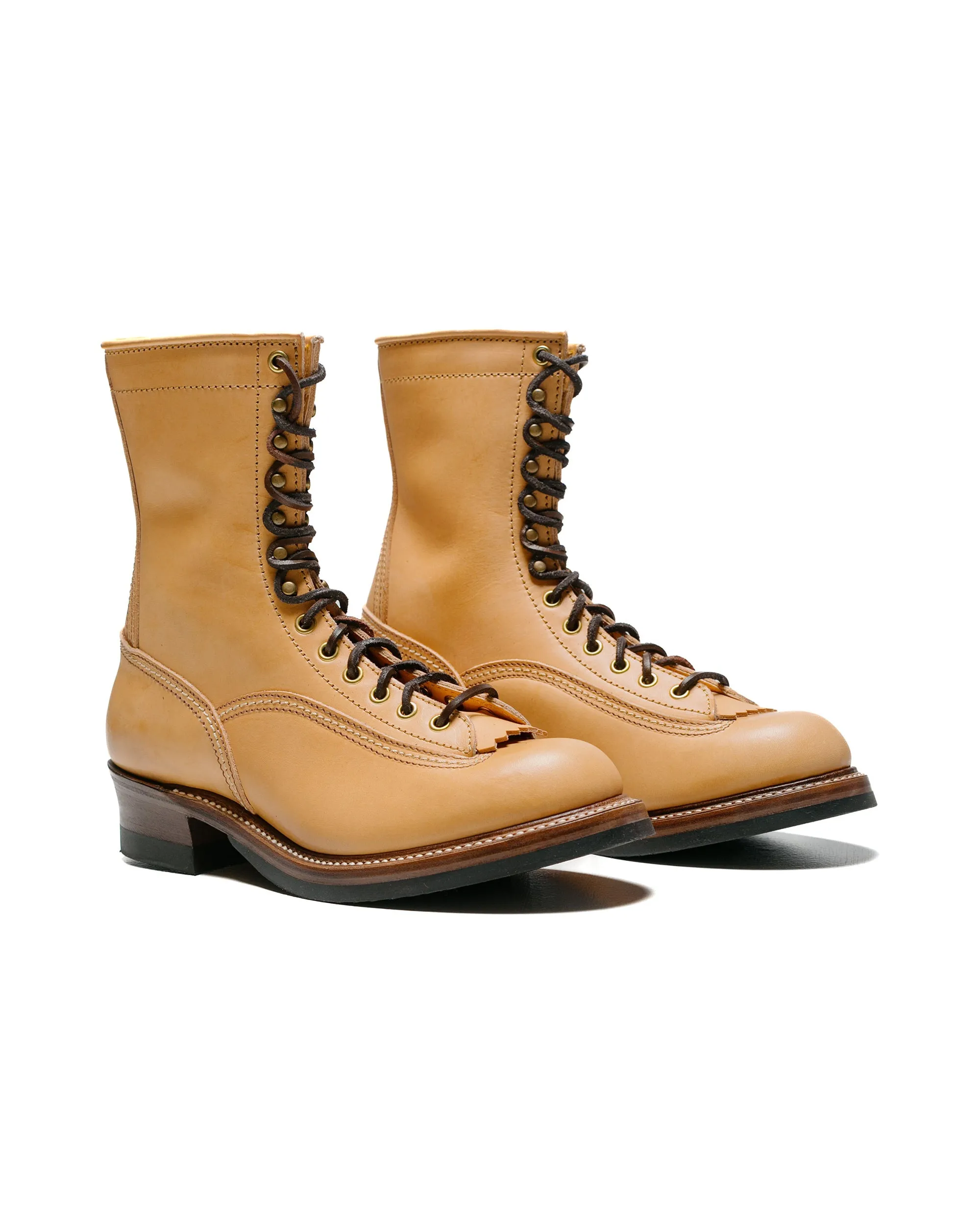 John Lofgren Bootmaker Donkey Puncher Boots 8 Badalassi Carlo Vegetable Tanned Leather Bone