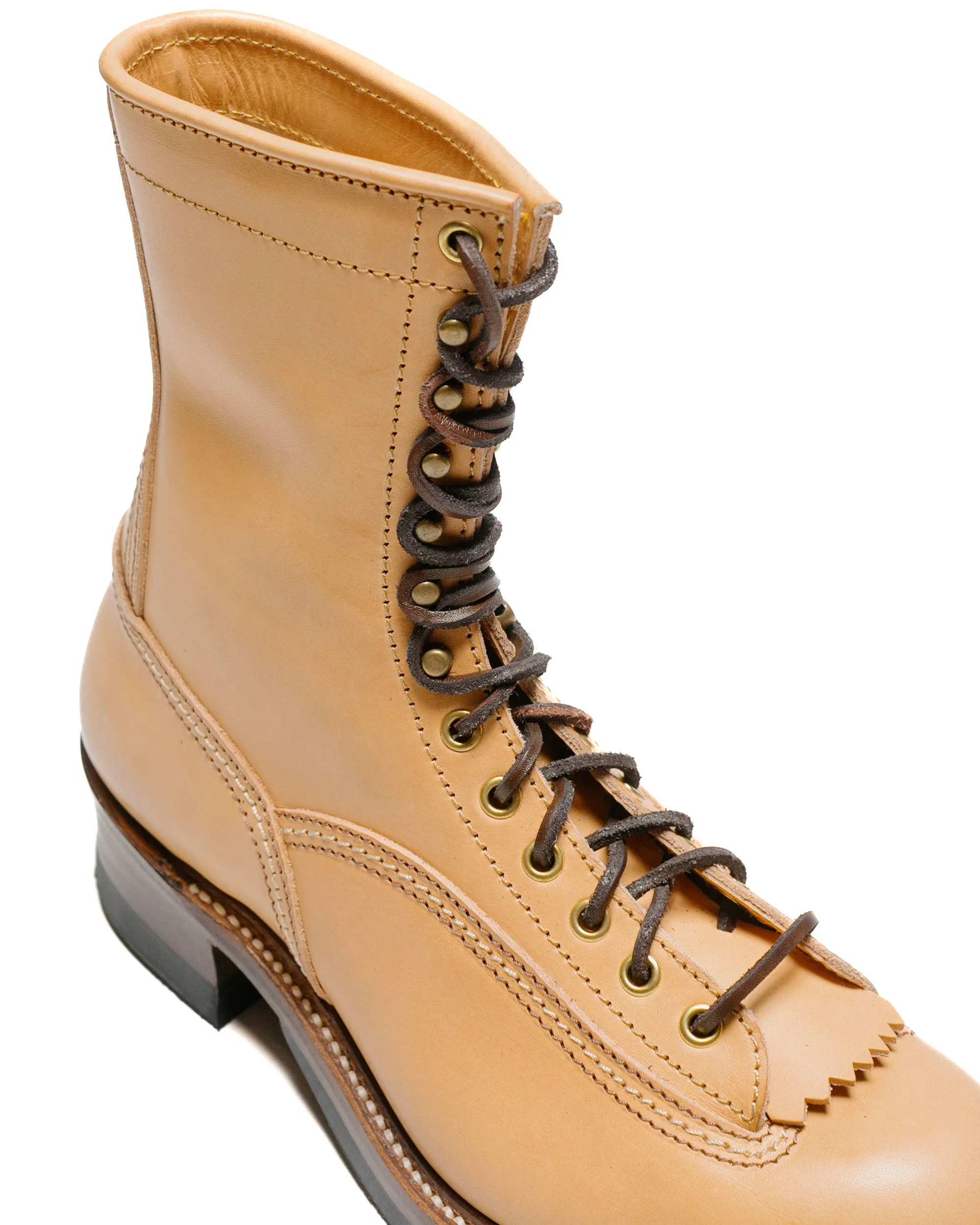 John Lofgren Bootmaker Donkey Puncher Boots 8 Badalassi Carlo Vegetable Tanned Leather Bone