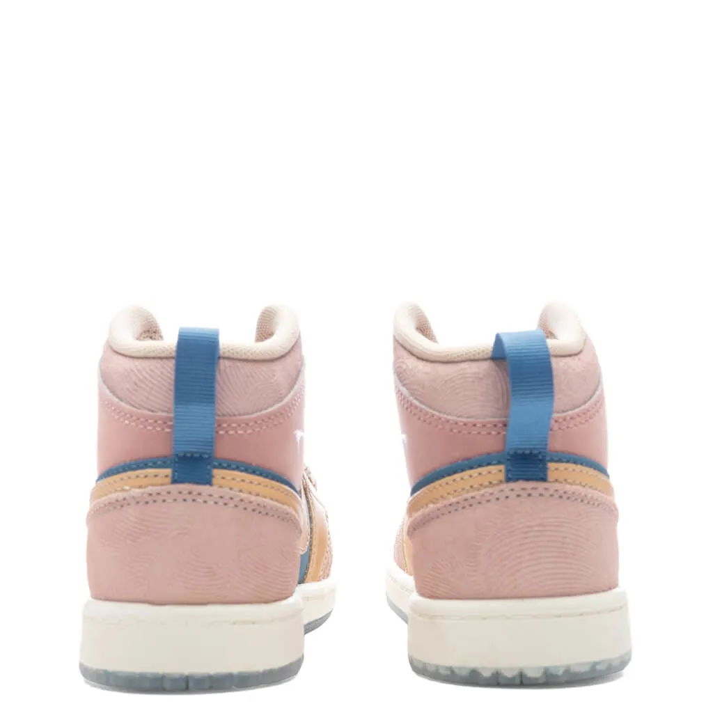 Jordan 1 Mid SS (PS) 'Zen' - Aegean Storm/Hemp/Pink Oxford