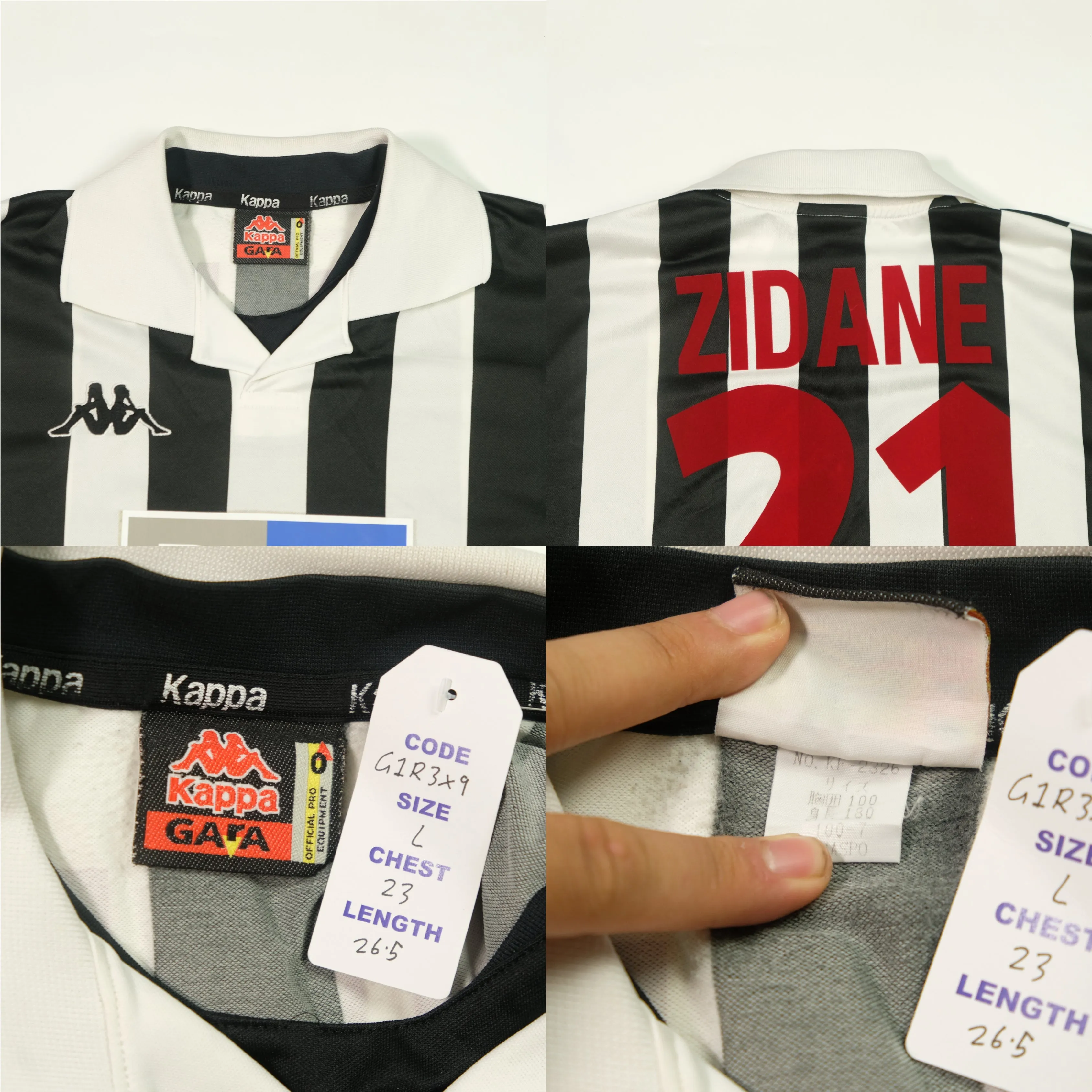 Juventus Italy Kappa Zidane Original 1998/1999 Home Vintage Football Shirt (L)