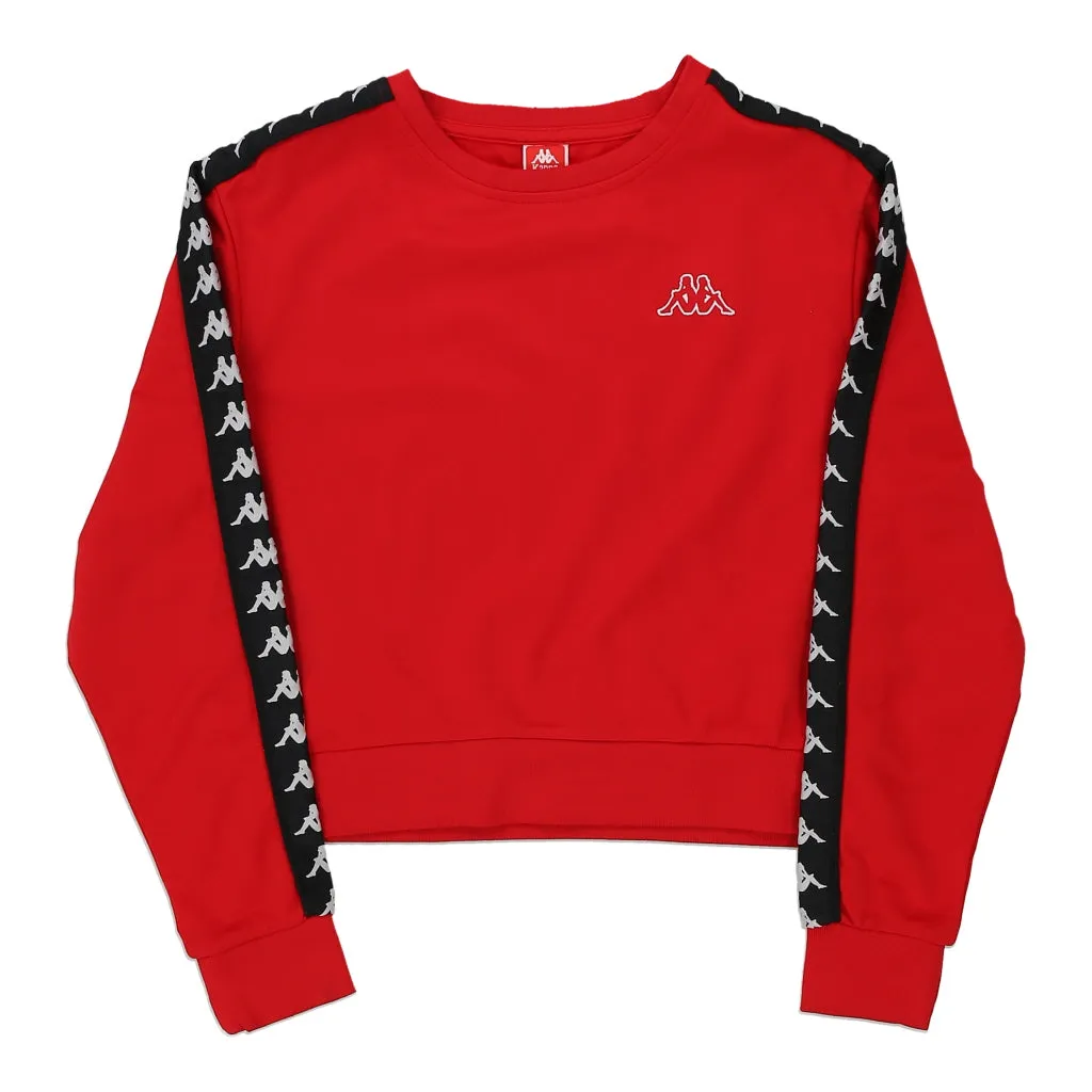 Kappa Cropped Sweatshirt - Large Red Polyester Blend