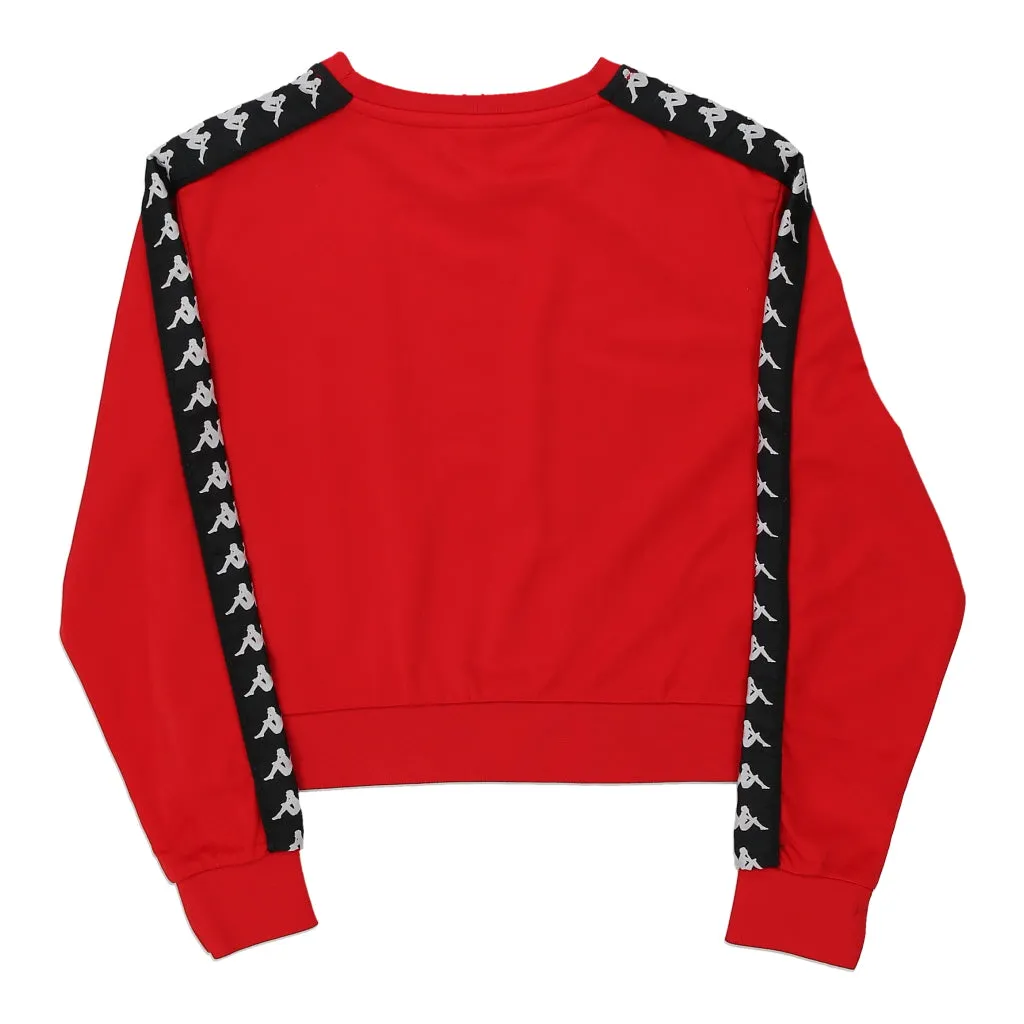 Kappa Cropped Sweatshirt - Large Red Polyester Blend