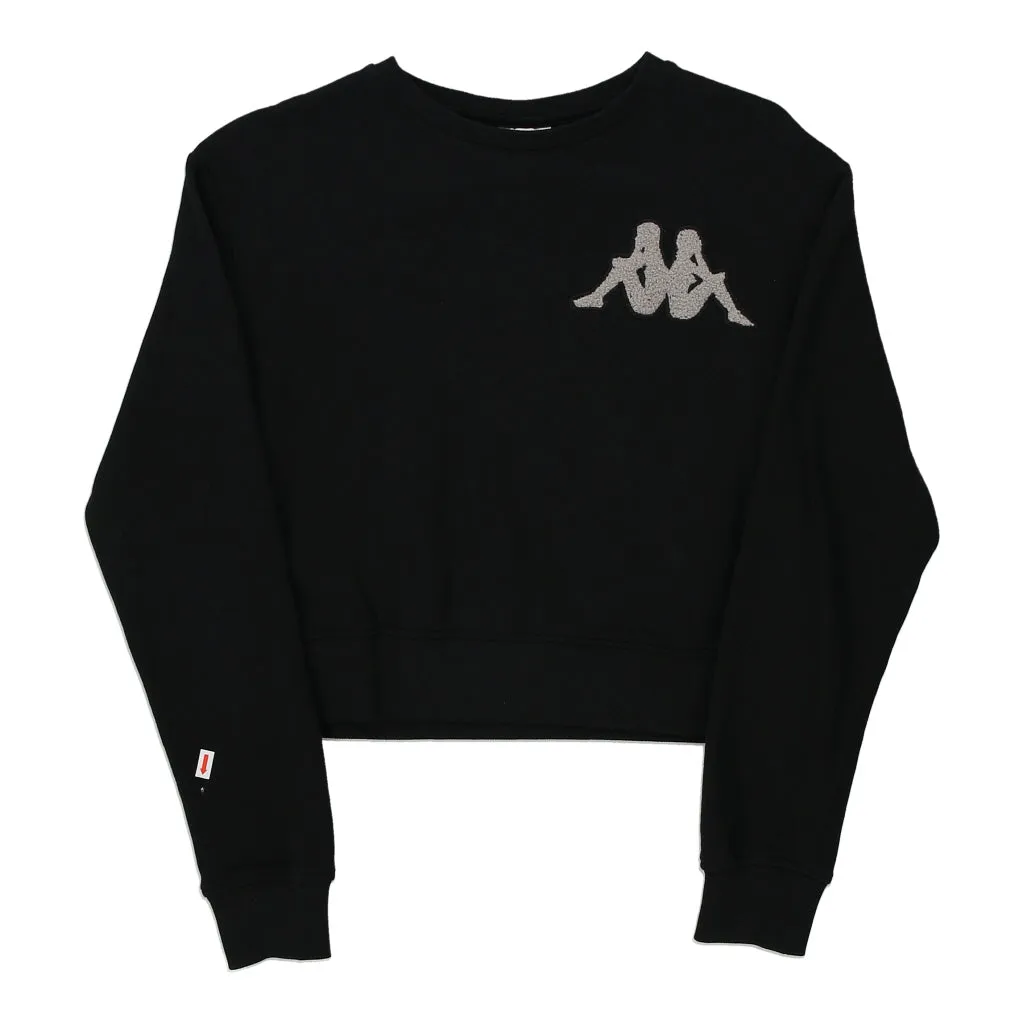 Kappa Cropped Sweatshirt - Small Black Cotton Blend