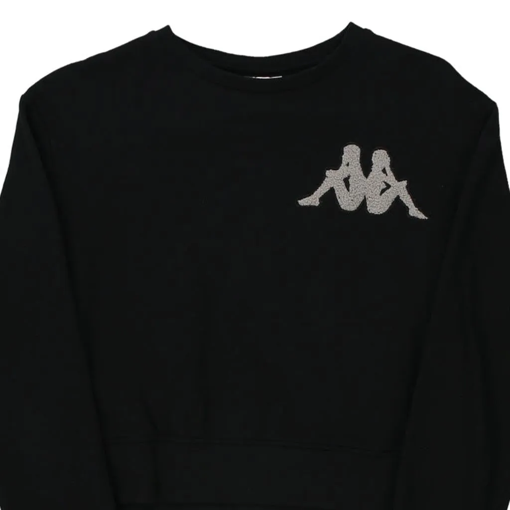 Kappa Cropped Sweatshirt - Small Black Cotton Blend