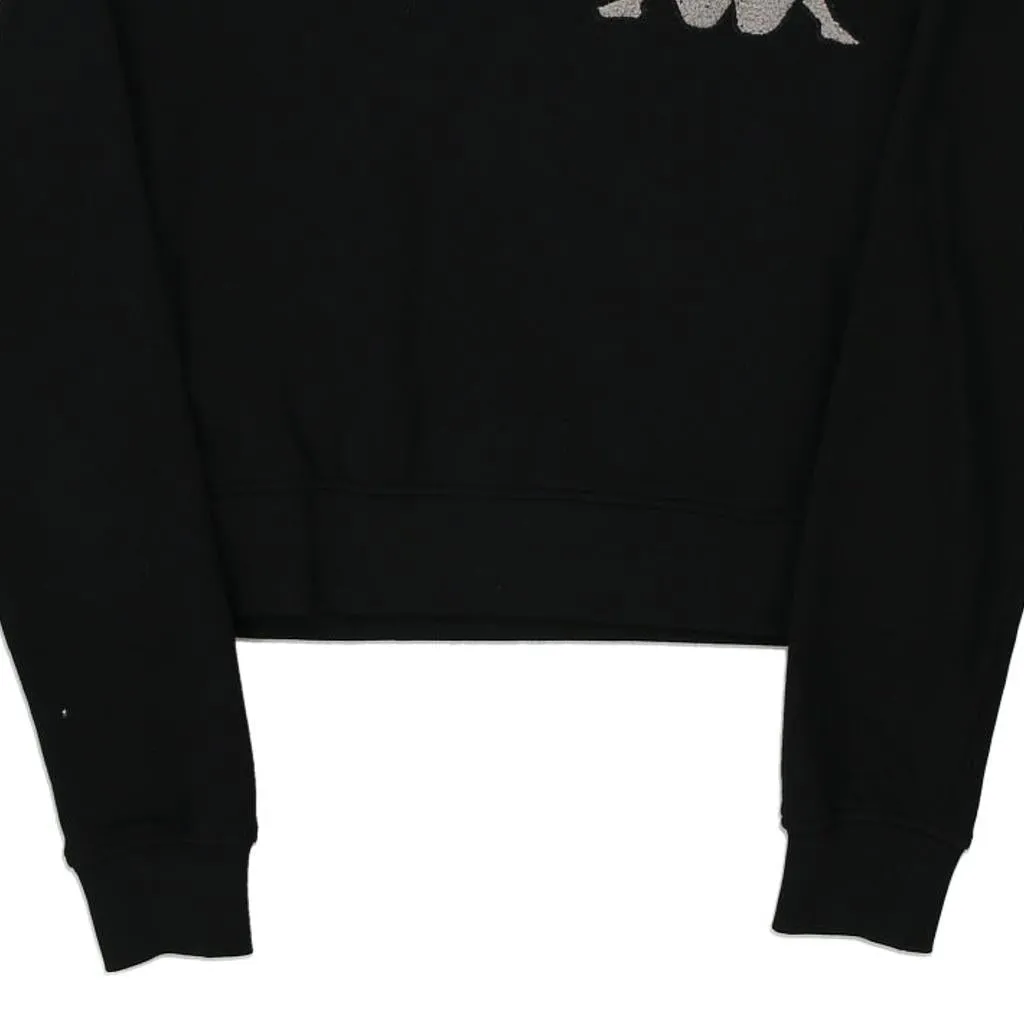 Kappa Cropped Sweatshirt - Small Black Cotton Blend