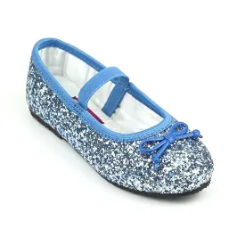 L'Amour Girls Elsa Frozen Blue Glitter Ballet Flats