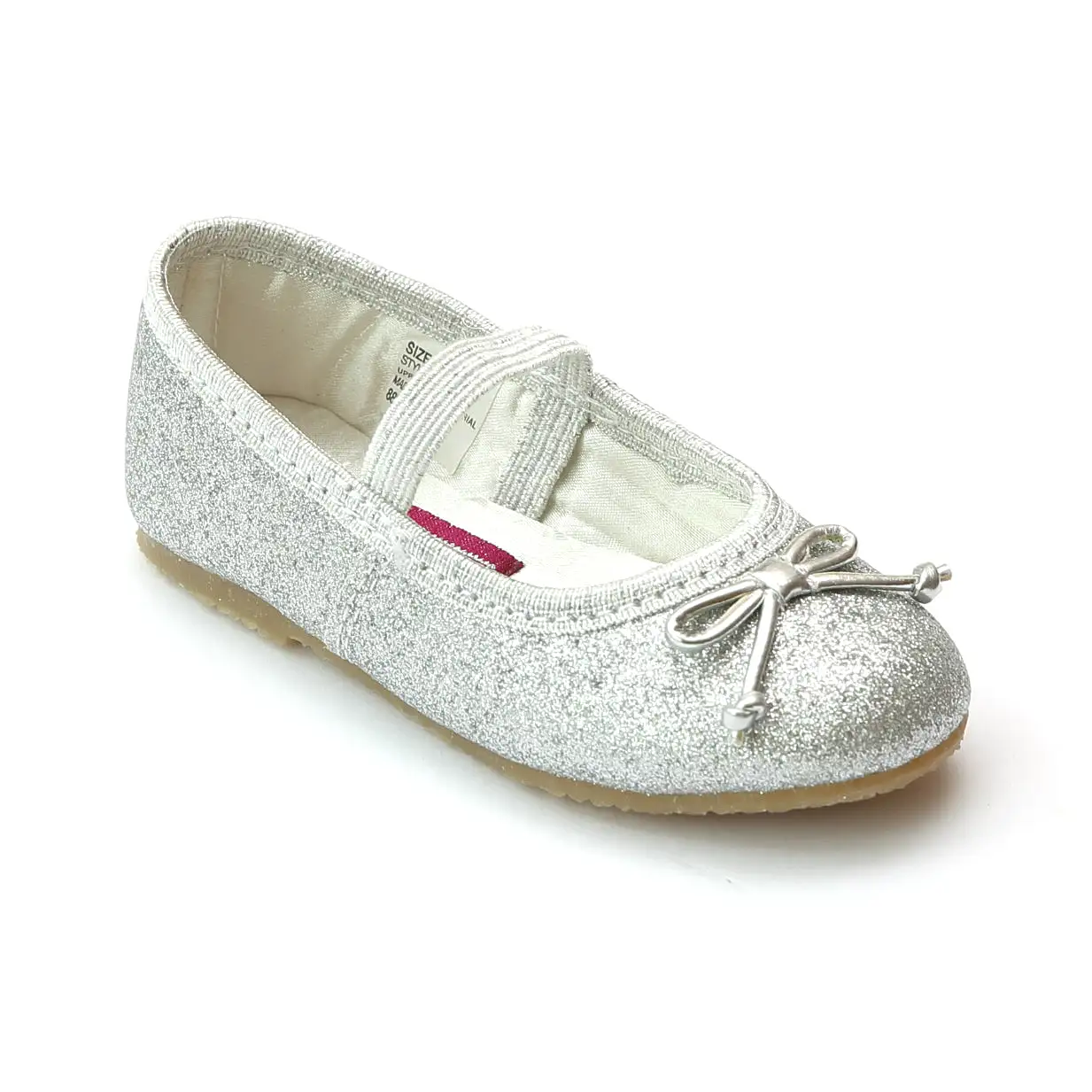 L'Amour Girls Glitter Silver Ballet Flats