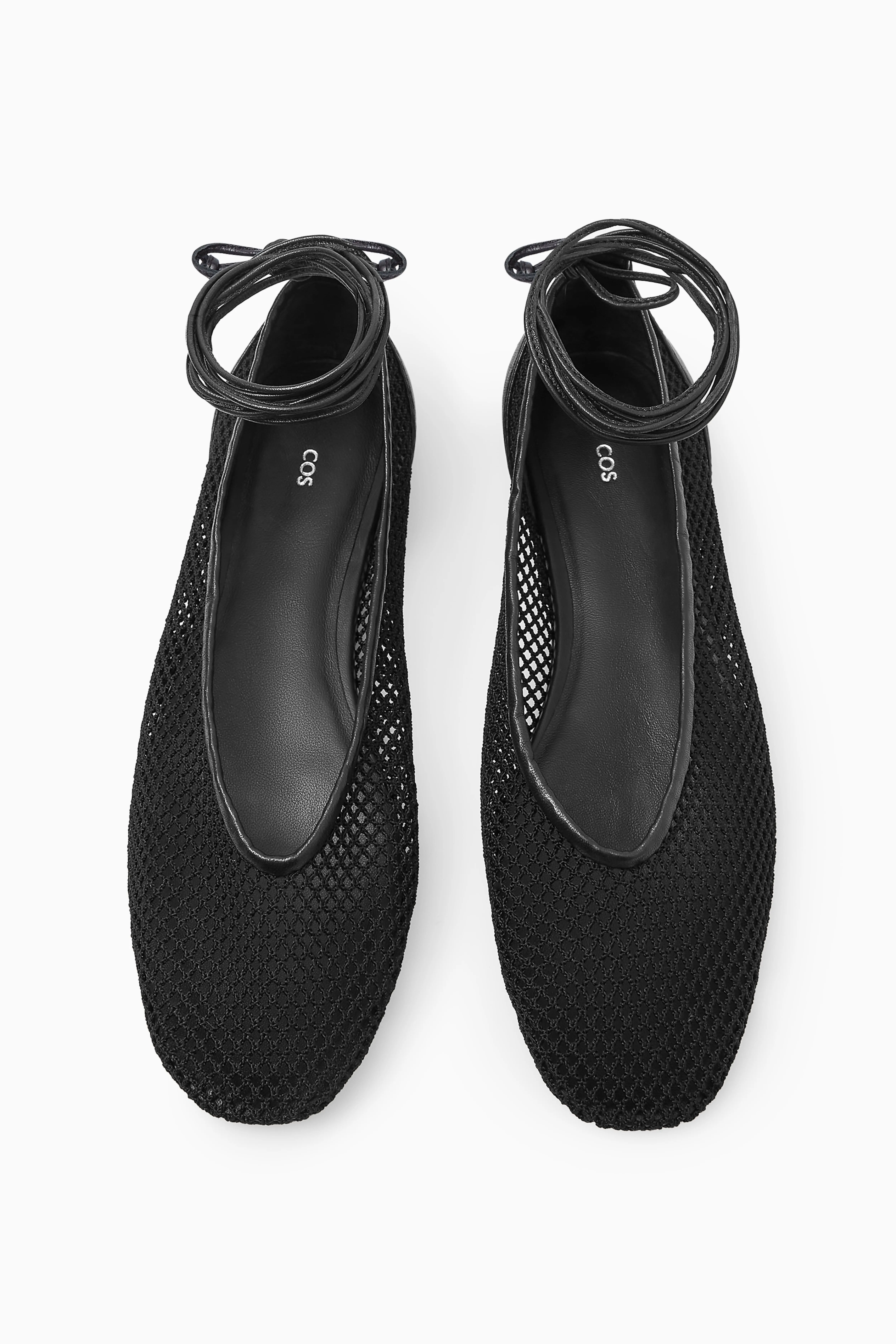 LEATHER-TRIMMED MESH BALLET FLATS - No heel - BLACK - Ladies | H&M GB