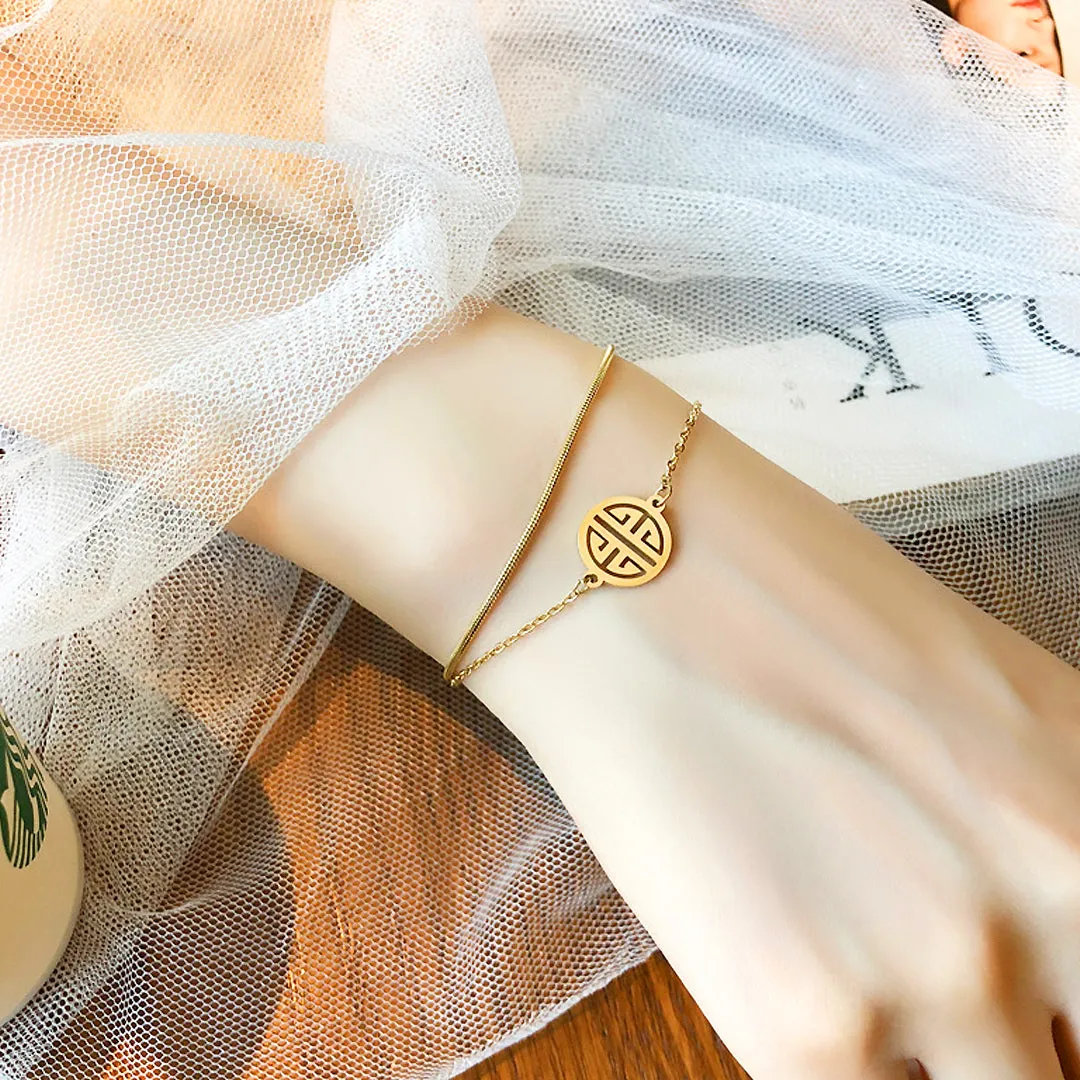 Luxe6349 Double Layer 福 Bracelet