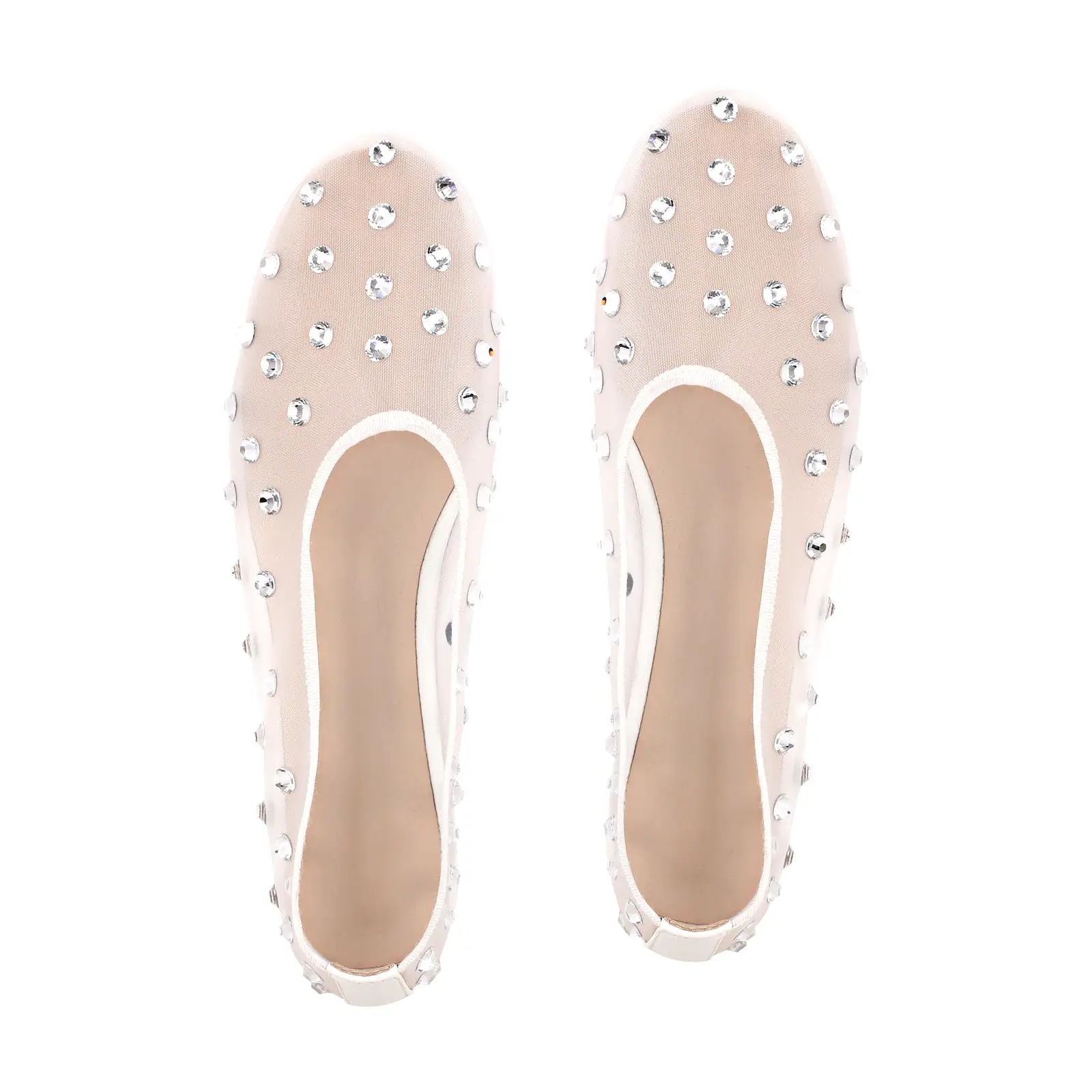 Mesh Rhinestone Ballet Flats