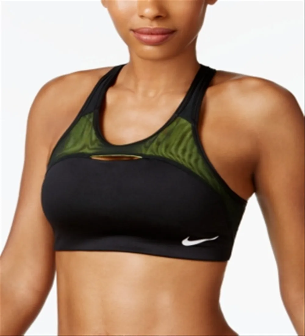 Nike Women's Pro Classic Swoosh Modern Sports Bra Black Size Large