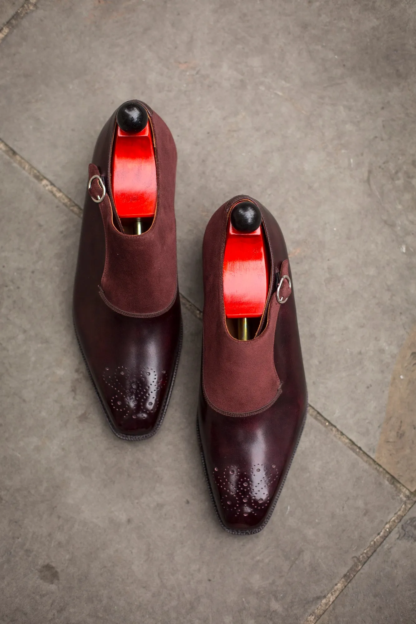 Overlake - MTO - Plum Museum Calf / Burgundy Suede - MGF Last - Single Leather Sole