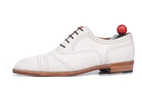 Phillips MTO - White Suede - MGF Last - Single Leather Sole - Fleur De Lys Medallion