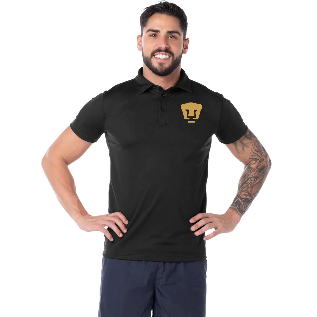 Playera Tipo Polo Hombre Pumas UNAM Logo Dorado