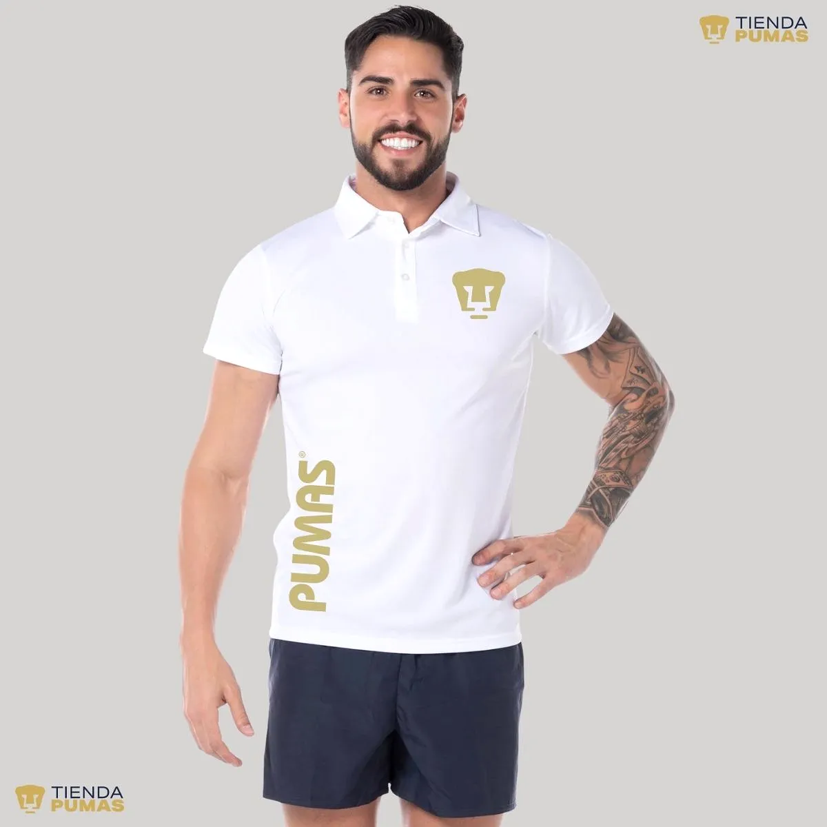 Playera tipo polo Hombre Pumas UNAM Retro Dorado Vinil