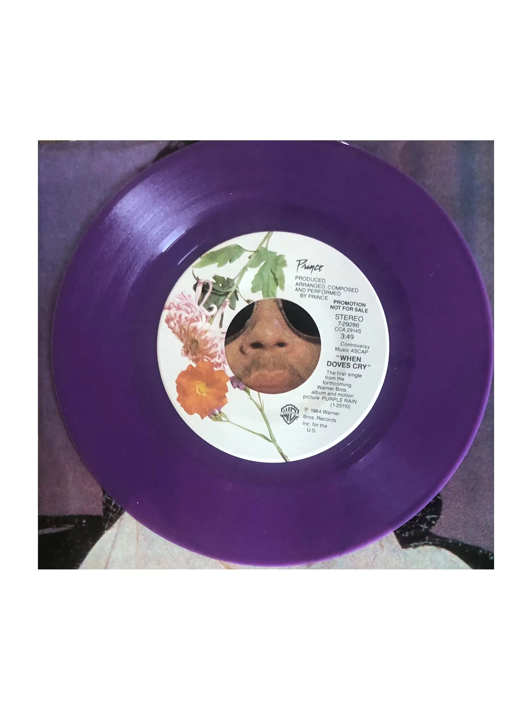 Prince - When Doves Cry / When Doves Cry 7 Inch USA Single PURPLE Vinyl Promo : 1984