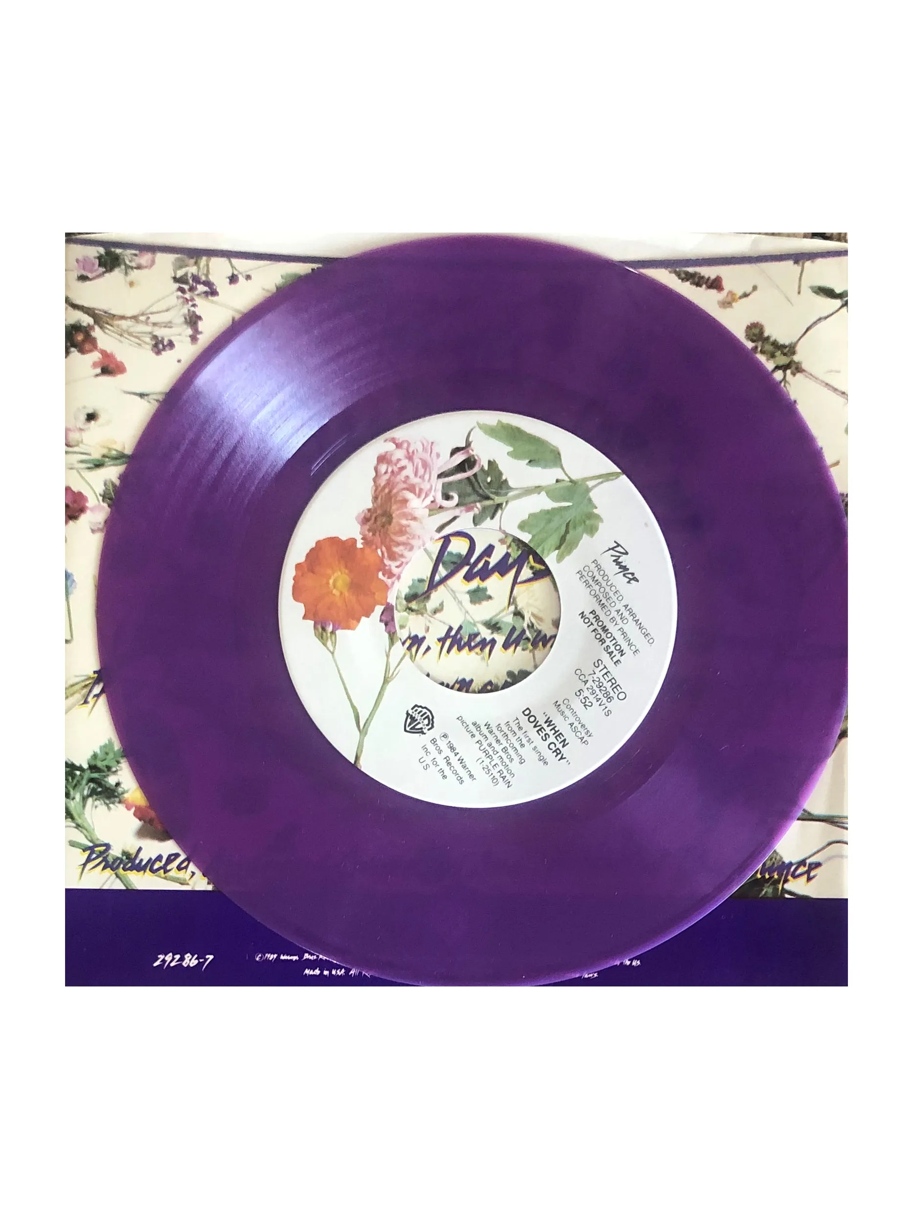 Prince - When Doves Cry / When Doves Cry 7 Inch USA Single PURPLE Vinyl Promo : 1984