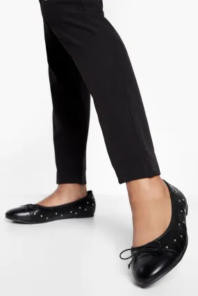 Quilted Studded Round Toe Ballet Flats