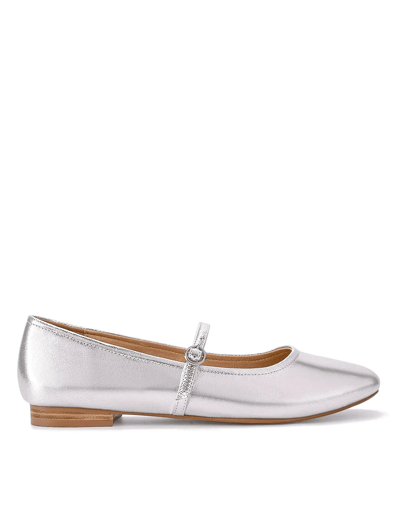 Rey Mary Jane Ballet - Silver Metallic Leather