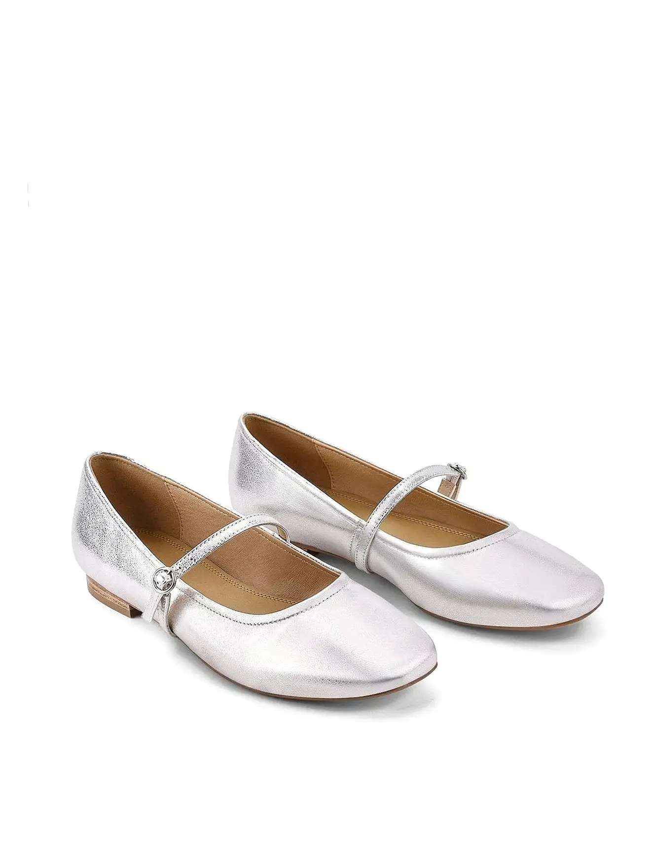 Rey Mary Jane Ballet - Silver Metallic Leather