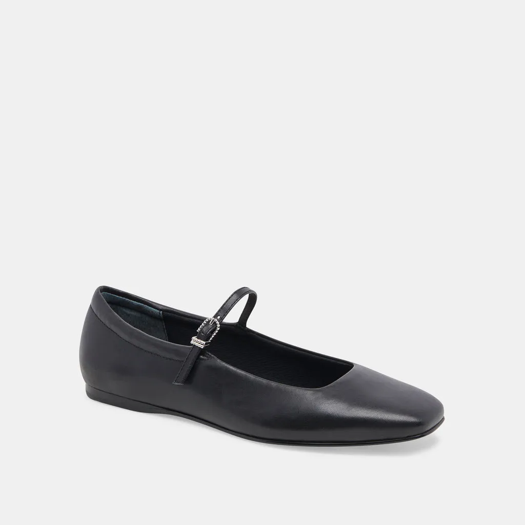 REYES WIDE BALLET FLATS BLACK LEATHER– Dolce Vita 6953574367298