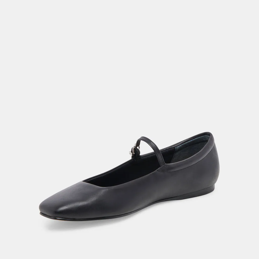 REYES WIDE BALLET FLATS BLACK LEATHER– Dolce Vita 6953574367298